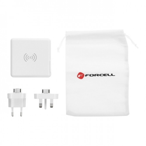 Forcell 4in1 15W Travel Set Bezvadu un īkla Lādētājs USB C ar Power Bank 8000maah image 3