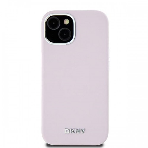 DKNY DKHMP14SSMCHLP iPhone 14 | 15 | 13 6.1" różowy|pink hardcase Liquid Silicone Small Metal Logo MagSafe image 3