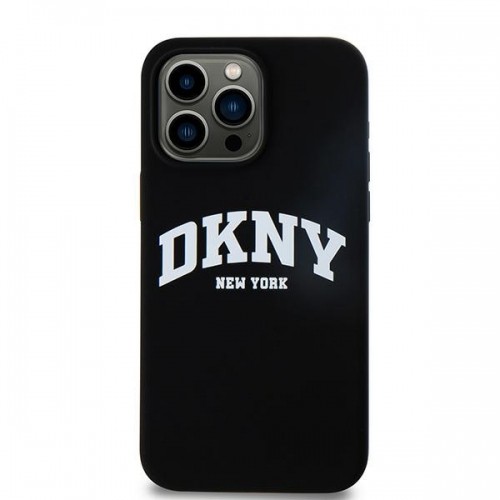 DKNY DKHMP15XSNYACH iPhone 15 Pro Max 6.7" czarny|black hardcase Liquid Silicone White Printed Logo MagSafe image 3
