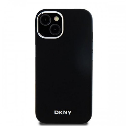 DKNY DKHMP15SSMCHLK iPhone 15 | 14 | 13 6.1" czarny|black hardcase Liquid Silicone Small Metal Logo MagSafe image 3