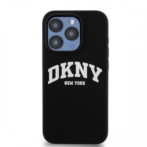DKNY DKHMP15LSNYACH iPhone 15 Pro 6.1" czarny|black hardcase Liquid Silicone White Printed Logo MagSafe image 3