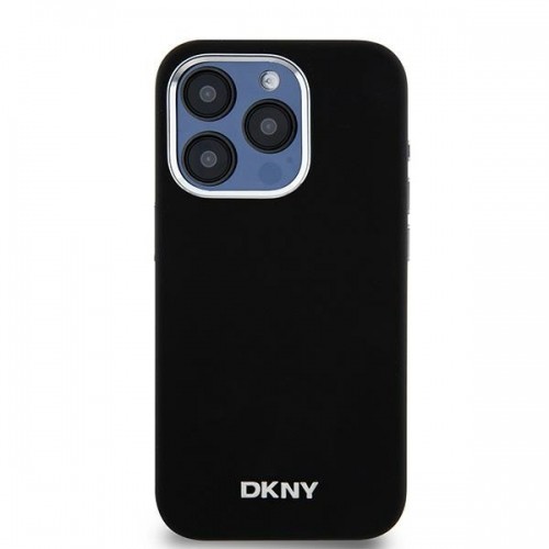 DKNY DKHMP15LSMCHLK iPhone 15 Pro 6.1" czarny|black hardcase Liquid Silicone Small Metal Logo MagSafe image 3