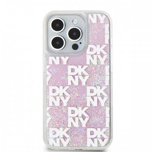DKNY DKHCP15LLCPEPP iPhone 15 Pro 6.1" różowy|pink hardcase Liquid Glitter Multilogo image 3