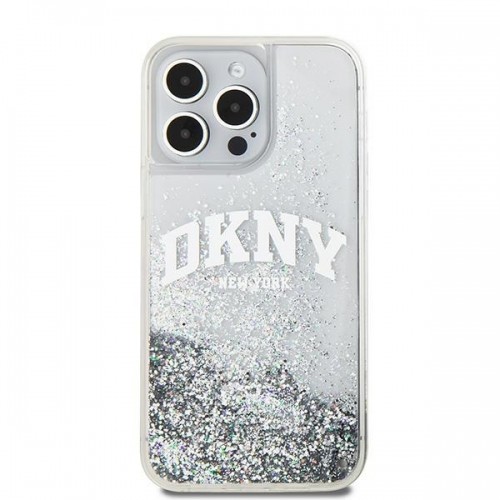 DKNY DKHCP15LLBNAET iPhone 15 Pro 6.1" biały|white hardcase Liquid Glitter Big Logo image 3