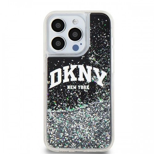 DKNY DKHCP15LLBNAEK iPhone 15 Pro 6.1" czarny|black hardcase Liquid Glitter Big Logo image 3