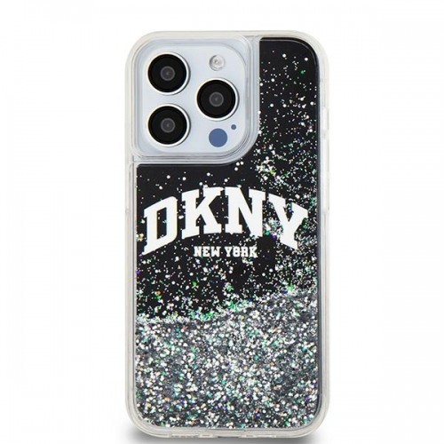 DKNY DKHCP14LLBNAEK iPhone 14 Pro 6.1" czarny|black hardcase Liquid Glitter Big Logo image 3