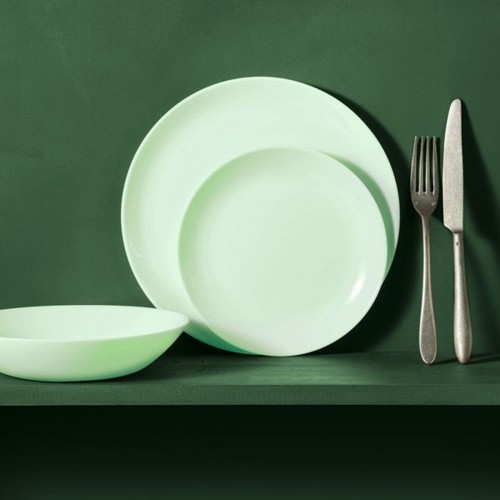 Плоская тарелка Luminarc Diwali Paradise Зеленый Cтекло 25 cm (24 штук) image 3