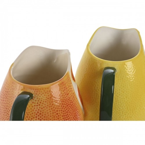 Krūka Home ESPRIT Keramika Moderns Citrona Oranžs (2 gb.) image 3