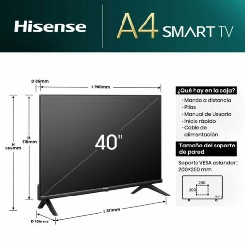 Смарт-ТВ Hisense 40A4N 40" Full HD LED D-LED image 3