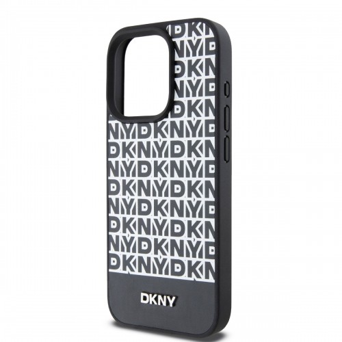 DKNY PU Leather Repeat Pattern Bottom Stripe MagSafe Case for iPhone 13 Pro Max Black image 3