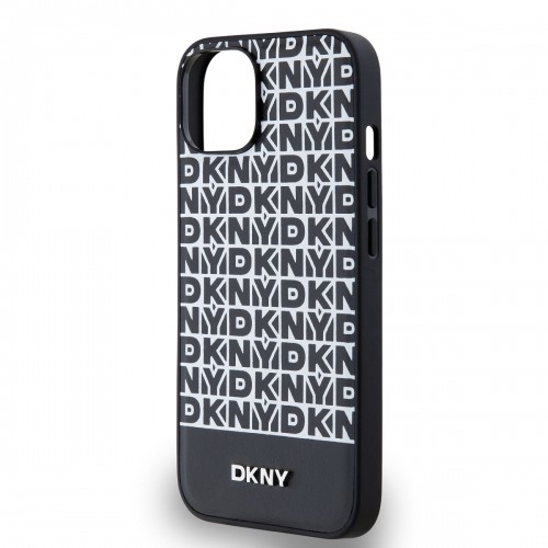 DKNY PU Leather Repeat Pattern Bottom Stripe MagSafe Case for iPhone 13 Black image 3