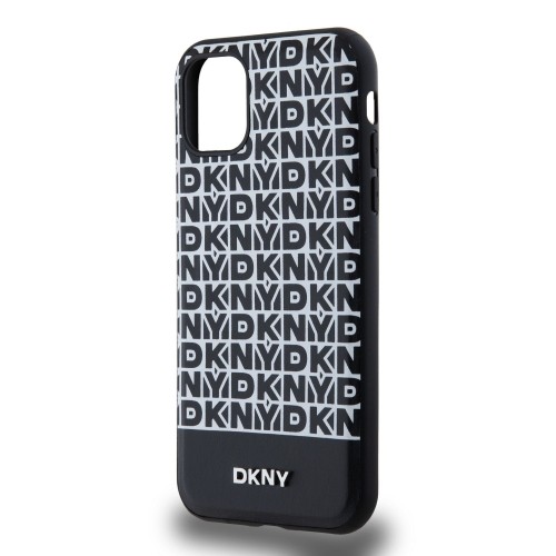 DKNY PU Leather Repeat Pattern Bottom Stripe MagSafe Case for iPhone 11 Black image 3