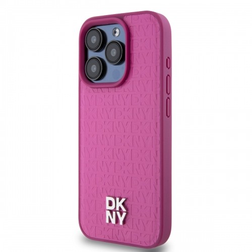 DKNY PU Leather Repeat Pattern Stack Logo MagSafe Case for iPhone 15 Pro Max Pink image 3