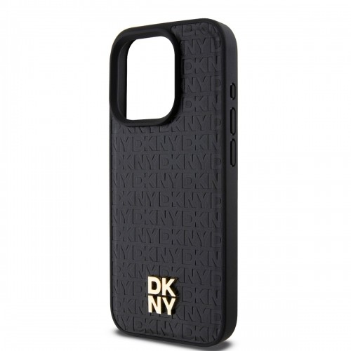 DKNY PU Leather Repeat Pattern Stack Logo MagSafe Case for iPhone 15 Pro Black image 3