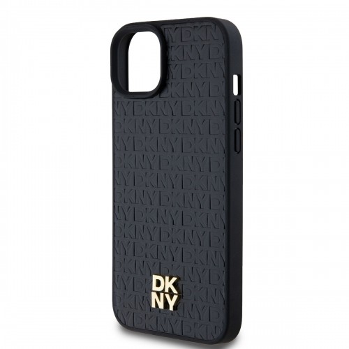 DKNY PU Leather Repeat Pattern Stack Logo MagSafe Case for iPhone 13 Black image 3