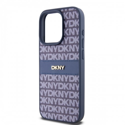 DKNY PU Leather Repeat Pattern Tonal Stripe Case for iPhone 15 Pro Max Blue image 3