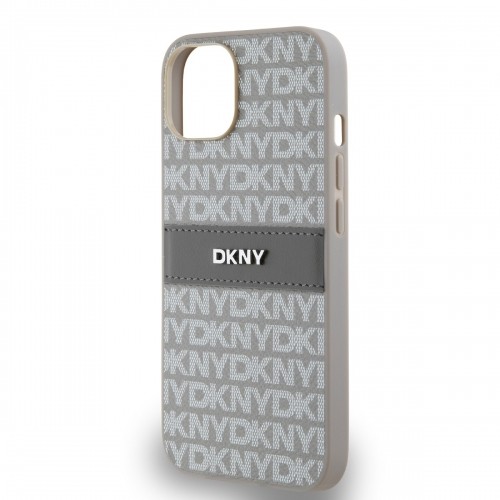DKNY PU Leather Repeat Pattern Tonal Stripe Case for iPhone 14 Beige image 3