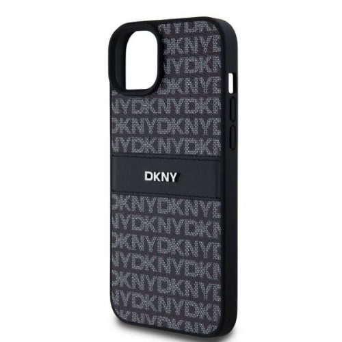 DKNY PU Leather Repeat Pattern Tonal Stripe Case for iPhone 15 Plus Black image 3