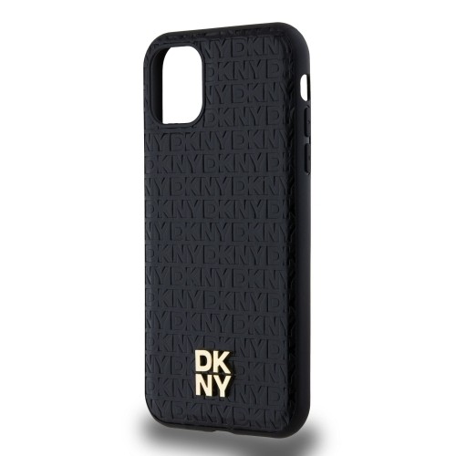 DKNY PU Leather Repeat Pattern Stack Logo MagSafe Case for iPhone 11 Black image 3