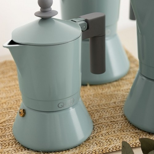 Italian Coffee Pot Quid Ozon Green Metal 9 Cups image 3