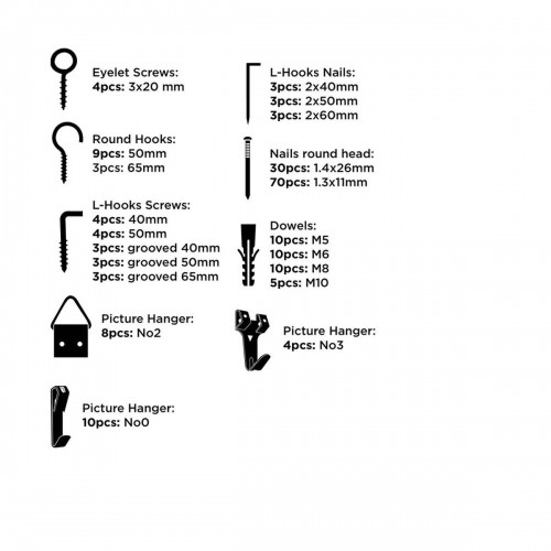 Набор крючков, винтов с глазком и вешалок Black & Decker 198 Предметы image 3
