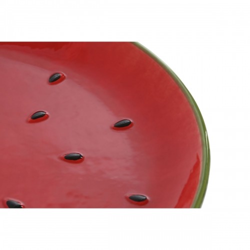Плоская тарелка Home ESPRIT Красный Зеленый Керамика Арбуз 27,5 x 27,5 x 3 cm image 3