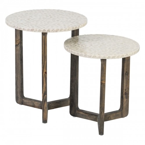 Side table Brown Beige Mother of pearl MDF Wood 45 x 45 x 55 cm image 3