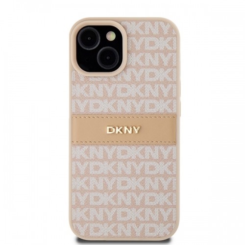 DKNY DKHCP15MPRTHSLP iPhone 15 Plus | 14 Plus 6.7" różowy|pink hardcase Leather Mono Stripe & Metal Logo image 3