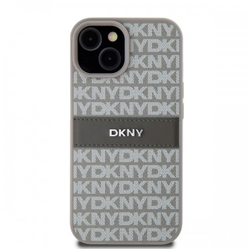 DKNY DKHCP15MPRTHSLE iPhone 15 Plus | 14 Plus 6.7" beżowy|beige hardcase Leather Mono Stripe & Metal Logo image 3
