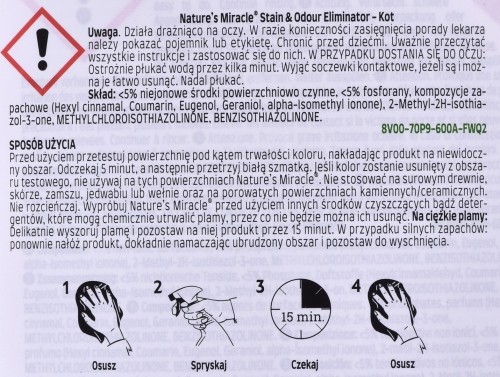 NATURE'S MIRACLE Stain&Odour Remover - Spray for cleaning and removing dirt  - 946 ml image 3
