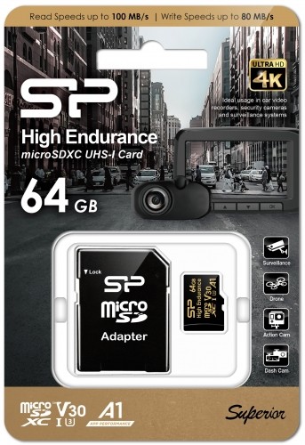 Silicon Power memory card microSDXC 64GB High Endurance + adapter image 3