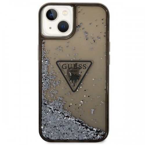 Guess PC|TPU Liquid Glitter Triangle Logo Case for iPhone 14 Plus Black image 3