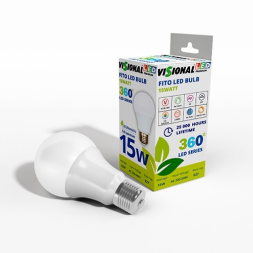 Visional Visonal 15W Filament Fito Led Lampa - Spuldze A60 E27 28.39 µmol/s (pilna spektra) priekš perfektas augu audzēšanas image 3