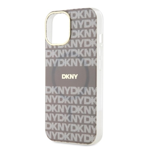 DKNY PC|TPU Repeat Pattern Tonal Stripe Magsafe Case for iPhone 13 Beige image 3