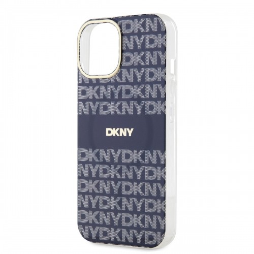 DKNY PC|TPU Repeat Pattern Tonal Stripe Magsafe Case for iPhone 13 Blue image 3