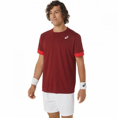 Men’s Short Sleeve T-Shirt Asics Court Dark Red Tennis image 3
