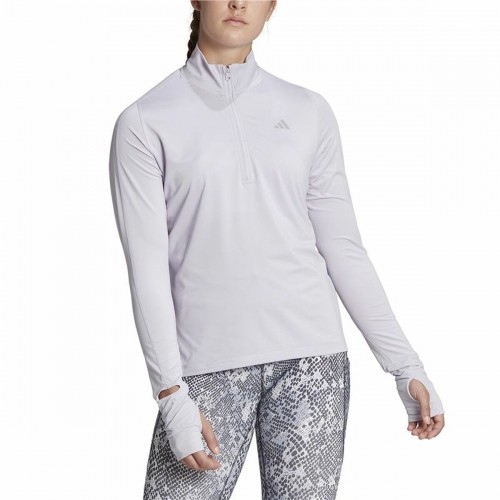 Women's long sleeve T-shirt Adidas Fast 1/2 Zip Lilac Lavendar image 3
