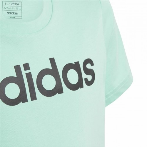 Child's Short Sleeve T-Shirt Adidas Linear Logo Green Aquamarine image 3