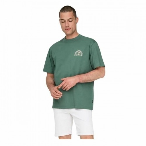 Vīriešu Krekls ar Īsām Piedurknēm Only & Sons Onskylan Rlx Icon Tumši zaļš image 3