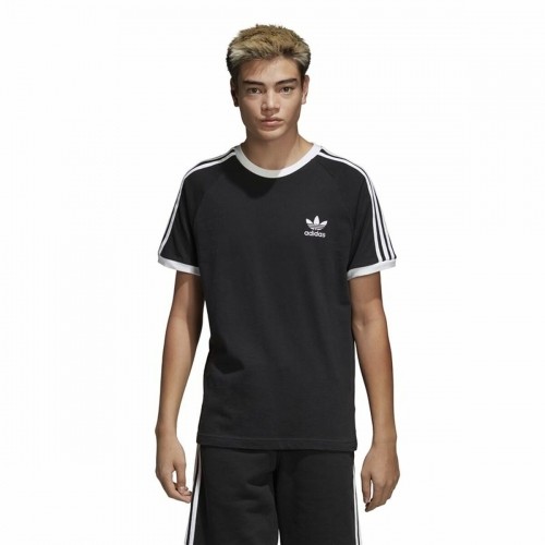 Vīriešu Krekls ar Īsām Piedurknēm Adidas 3 stripes Melns image 3