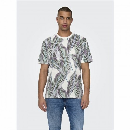 Men’s Short Sleeve T-Shirt Only & Sons Onskobe Reg Banana Leaf Blue White image 3