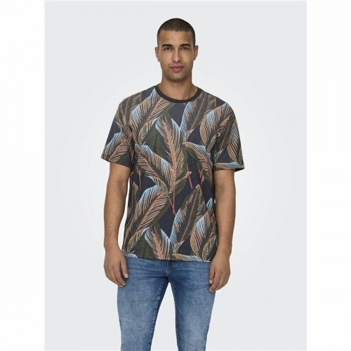 Men’s Short Sleeve T-Shirt Only & Sons Onskobe Reg Banana Leaf Black image 3