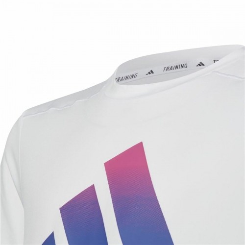 Child's Short Sleeve T-Shirt Adidas Train Icons White image 3