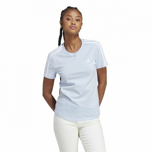 Sieviešu Krekls ar Īsām Piedurknēm Adidas 3 stripes Gaiši Zils image 3