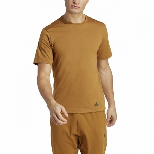 Men’s Short Sleeve T-Shirt Adidas Yoga Base Brown image 3