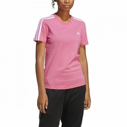 Women’s Short Sleeve T-Shirt Adidas 3 stripes Pink image 3