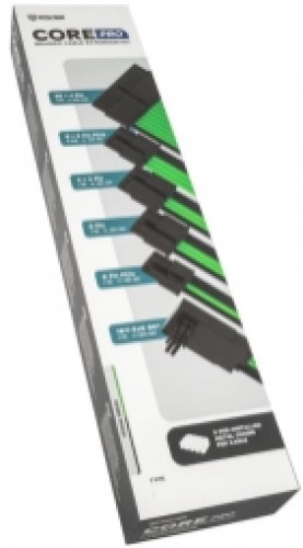 PSU kabeļu pagarinātāji Kolink Core Pro Braided Cable Extension Kit 12V-2x6 Type 1 - Venom Green image 3