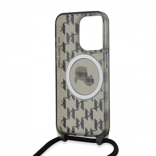 Karl Lagerfeld IML Monogram Crossbody K&CH Heads MagSafe Case for iPhone 15 Pro Max Black image 3