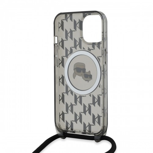Karl Lagerfeld IML Monogram Crossbody K&CH Heads MagSafe Case for iPhone 15 Black image 3
