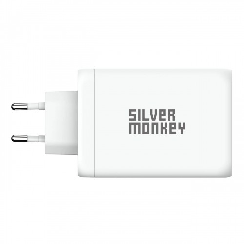 Silver Monkey GaN 130W wall charger 3x USB-C PD 1x USB-A 3.0 QC - white image 3
